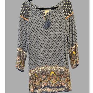 Anthropologie Flying Tomato Boho Dress Medium Blue